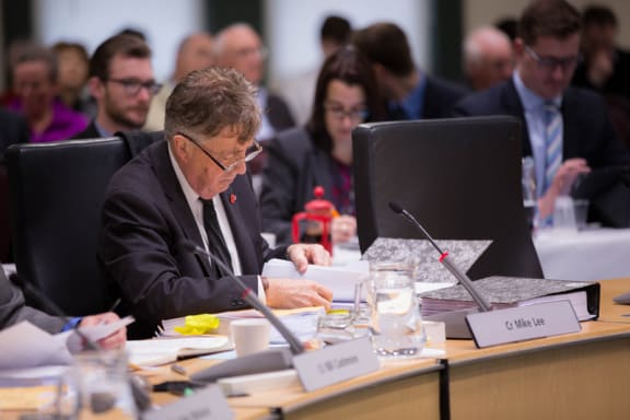 Auckland Councillor Mike Lee at a Council meeting about the Unitary Plan. 10 August 2016.