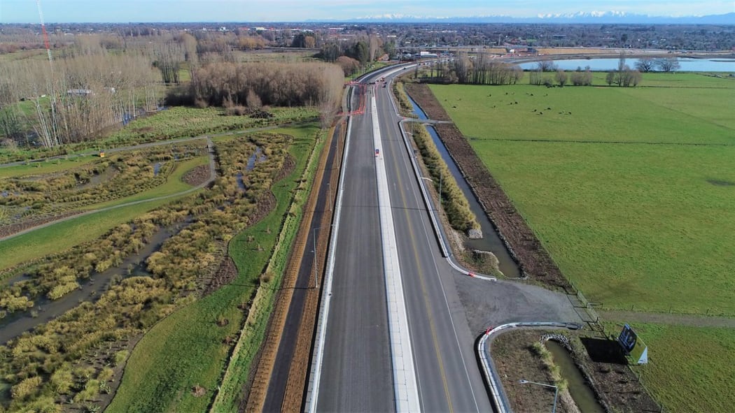 The Christchurch Northern Corridor during construction in July 2020.