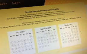 Managed Isolation and Quarantine online booking page with no availability.