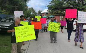 Displaced Bikini Islanders marched on the US Embassy in Majuro in early June to voice their anger over what they say is misuse of the Bikini Resettlement Trust Fund by island leaders.