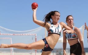Erin Roxburgh-Makea in action at the Oceano Club Champs for her team the Wellington Parrots