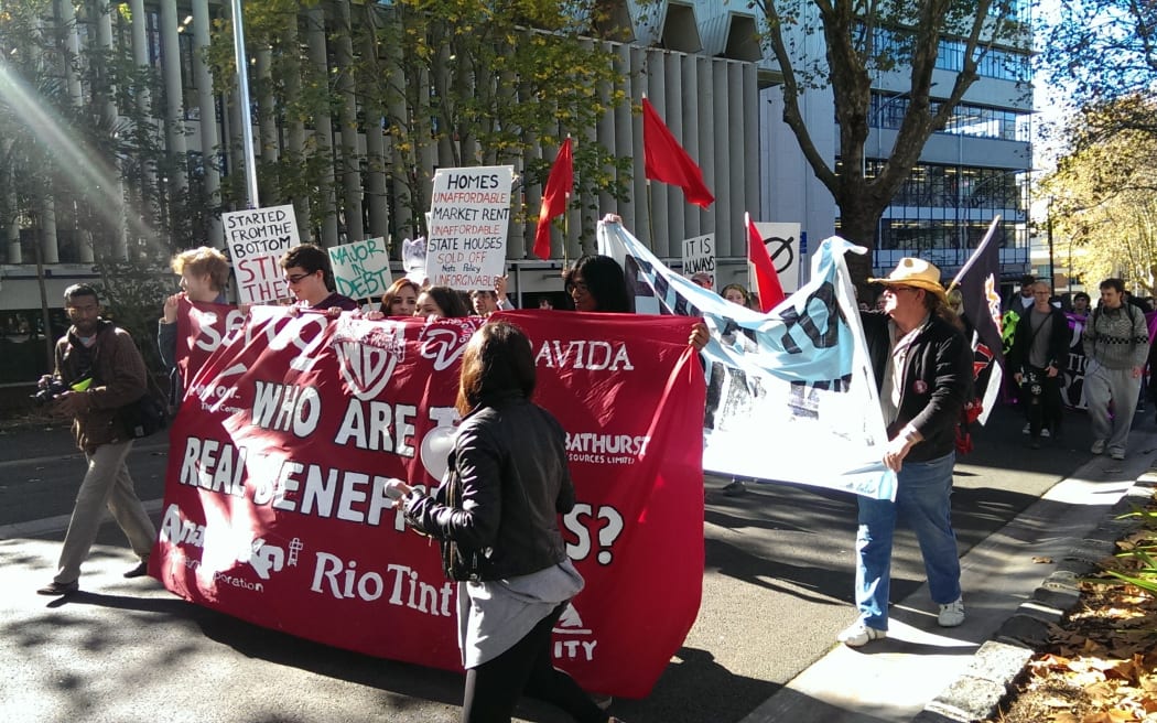 Auckland students march in protest at the Budget.
