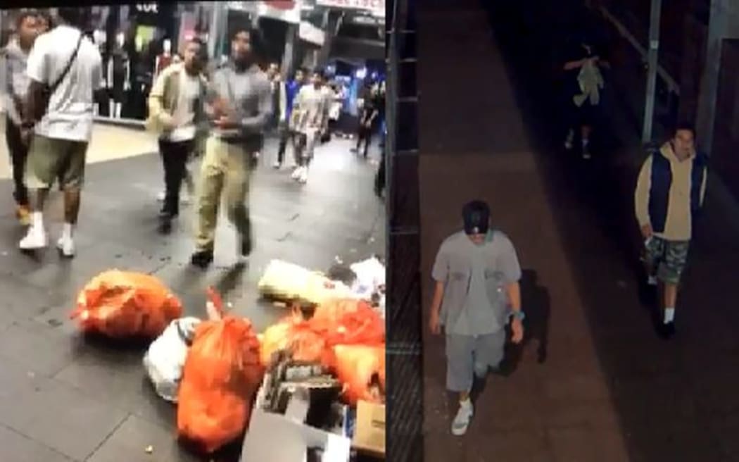Auckland police are seeking information on these men after an unprovoked attack on Queen St.