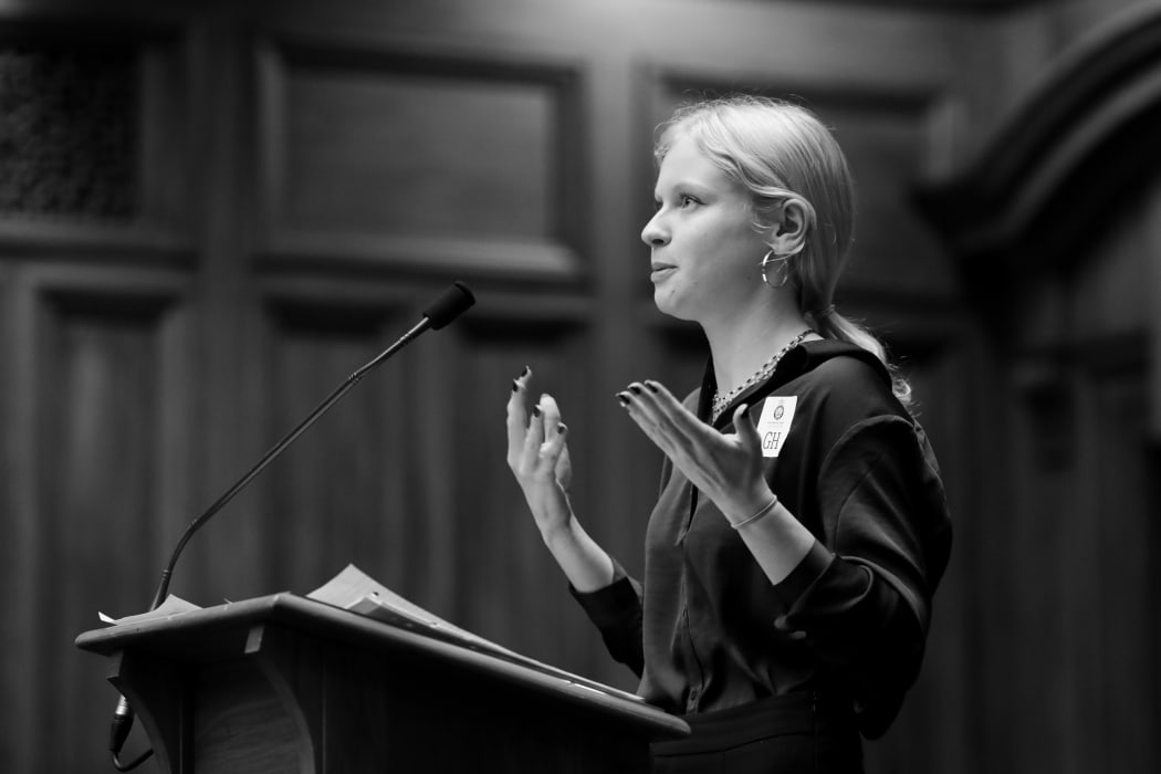 Julia Randerson (Wellington High School) in supplication mode