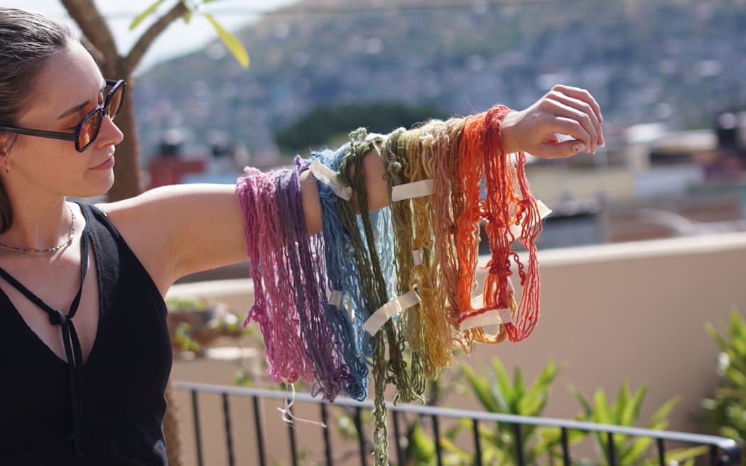 Cat Lovett working with natural dye's in Mexico
