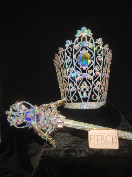 Drag queen Spankie Jackzon's winning sceptre and crown from season two of RuPaul's Drag Race Down Under.