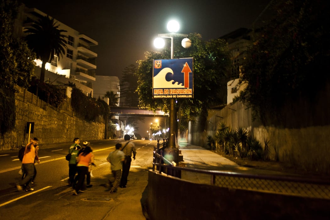 In Peru, people fled the Costa Verde bay in the capital Lima after the tsunami alert.