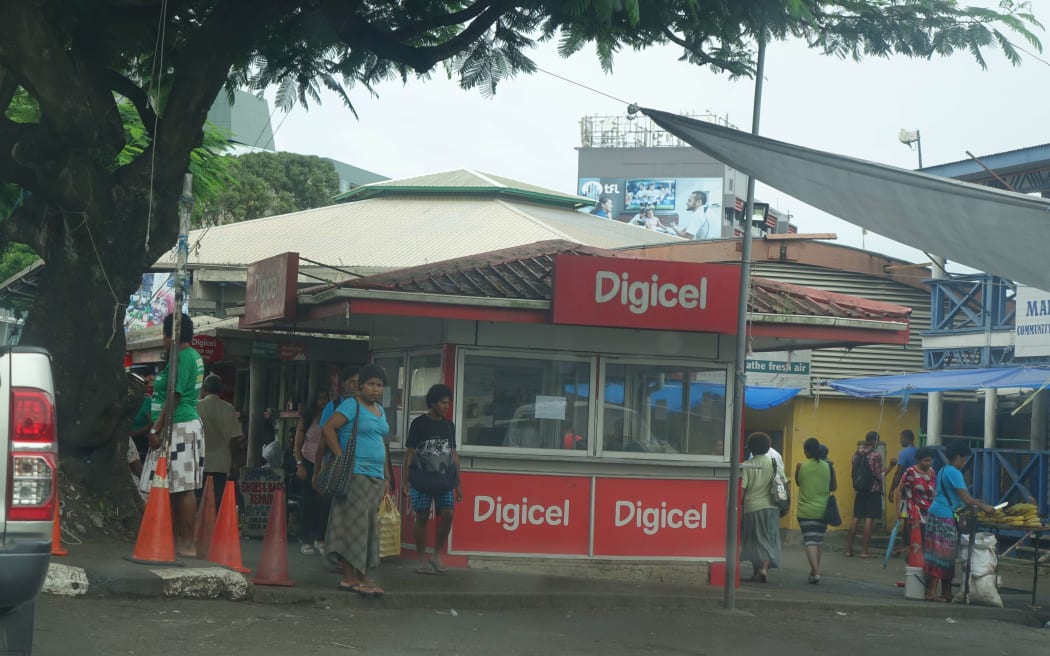 A Digicel stand at Fiji's Suva markets.