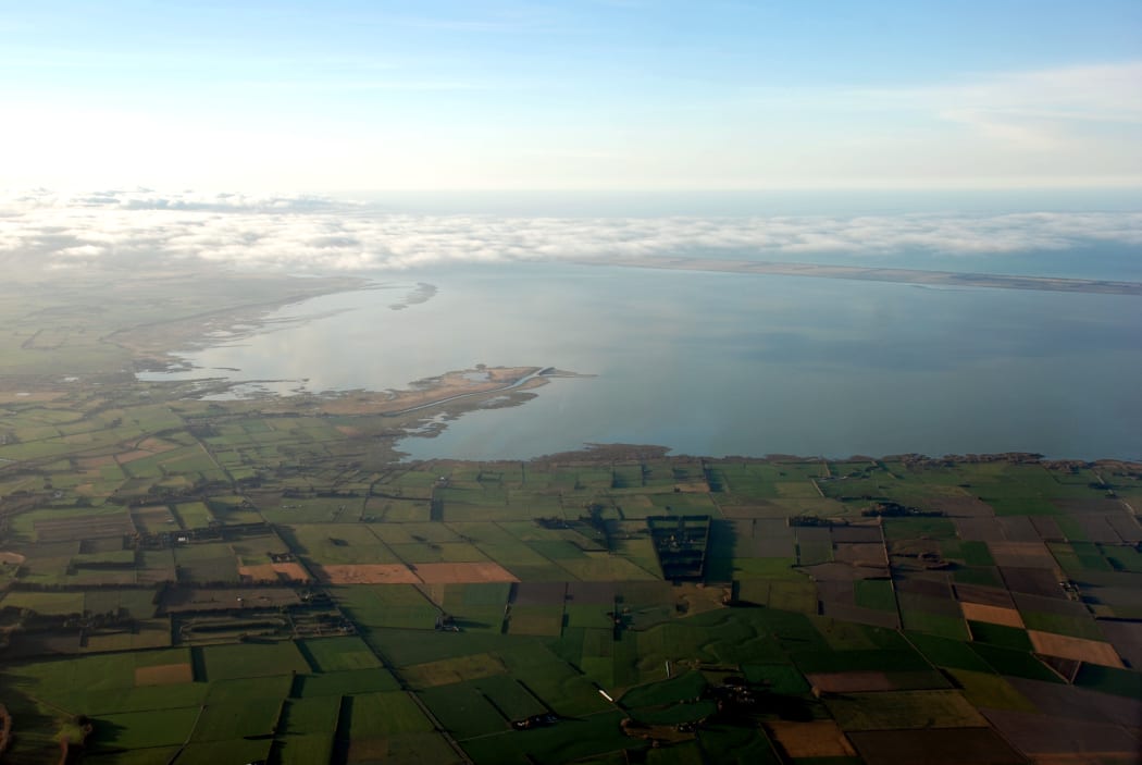 An aerial view of Te Waihora / Lake Ellesmere