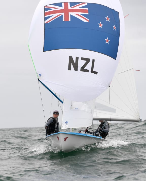 Sailors Jo Aleh and Polly Powrie take part in the Olympic Games in Rio.