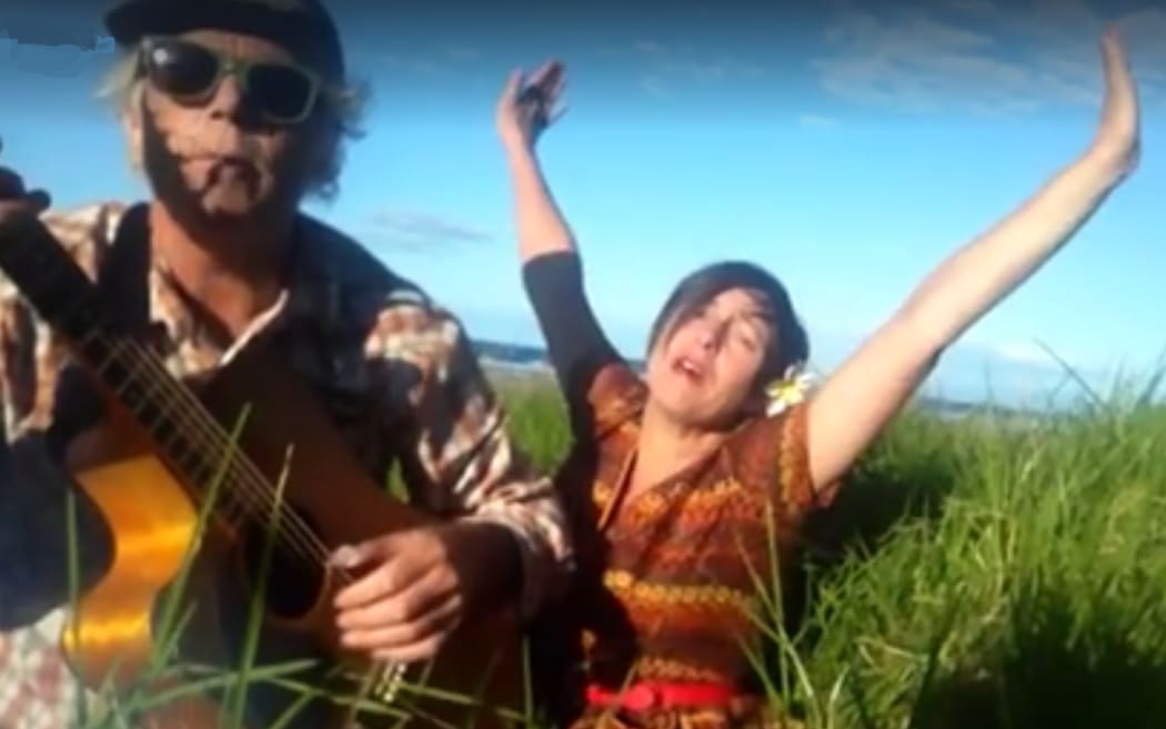 Greg Malcolm and Jenny Ward in a still from their video for Ivor Cutler's song "Got to be something there".