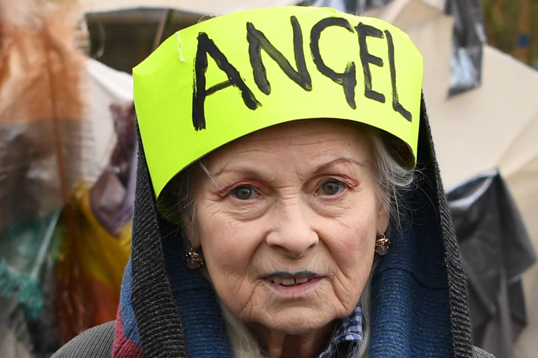 British fashion designer and activist Vivienne Westwood arrives to join supporters of WikiLeaks founder Julian Assange outside Woolwich Crown Court.