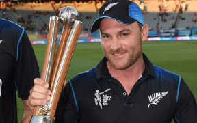 Black Caps captain Brendon McCullum with the Chappell-Hadlee trophy, is there more silverware to come for the New Zealand cricketers?