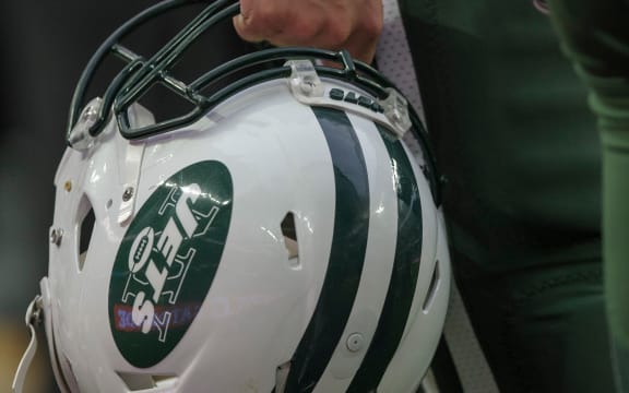 New York Jets helmet detail.