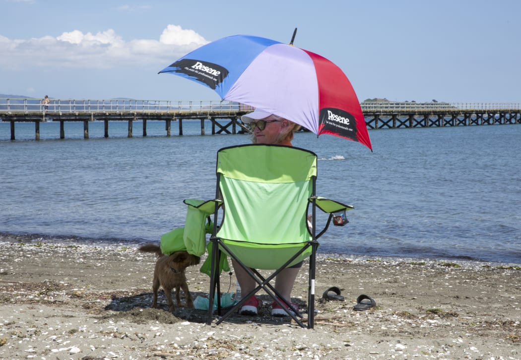 Sharon Barnden- enjoying the shade in Petone on 15 January.
