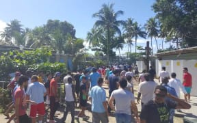 Refugees protesting against attempts to evict them from an Australian run detention  centre on Manus Island.