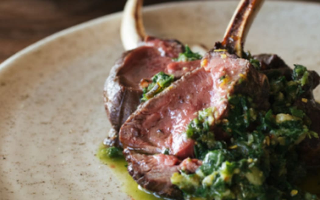 Goat rack and herb salsa, Cazador recipe for the feral goat hunt
