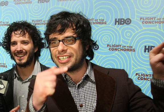 Brett McKenzie and Jemaine Clement at the 'Flight of the Conchords' Season 2 viewing party, NYC, January 2009.