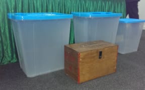 Fiji's new ballot boxes with old box in foreground