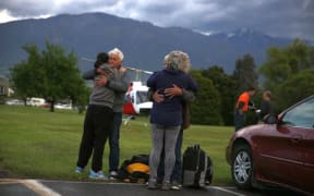 A family reunites after the shakes in Kaikoura.