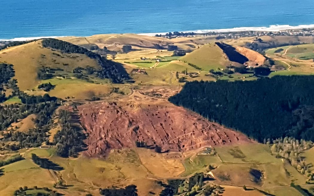 The Saddle Hill quarry, as seen from the air.