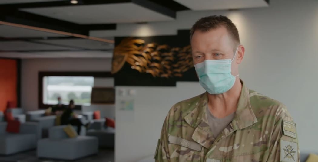 Managed Isolation and Quarantine (MIQ) head Brigadier Jim Bliss getting his second Covid-19 vaccine.