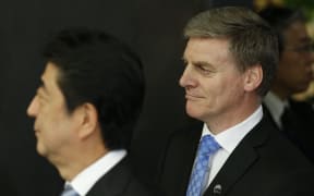 Prime Minister Bill English, right, with Japanese Prime Minster Shinzo Abe.