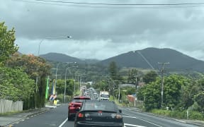 Traffic was at a standstill coming into Kaiwaka on Saturday morning.