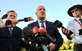 Prime Minister Christopher Luxon speaks with media in New Delhi, India on 17 March 2025.