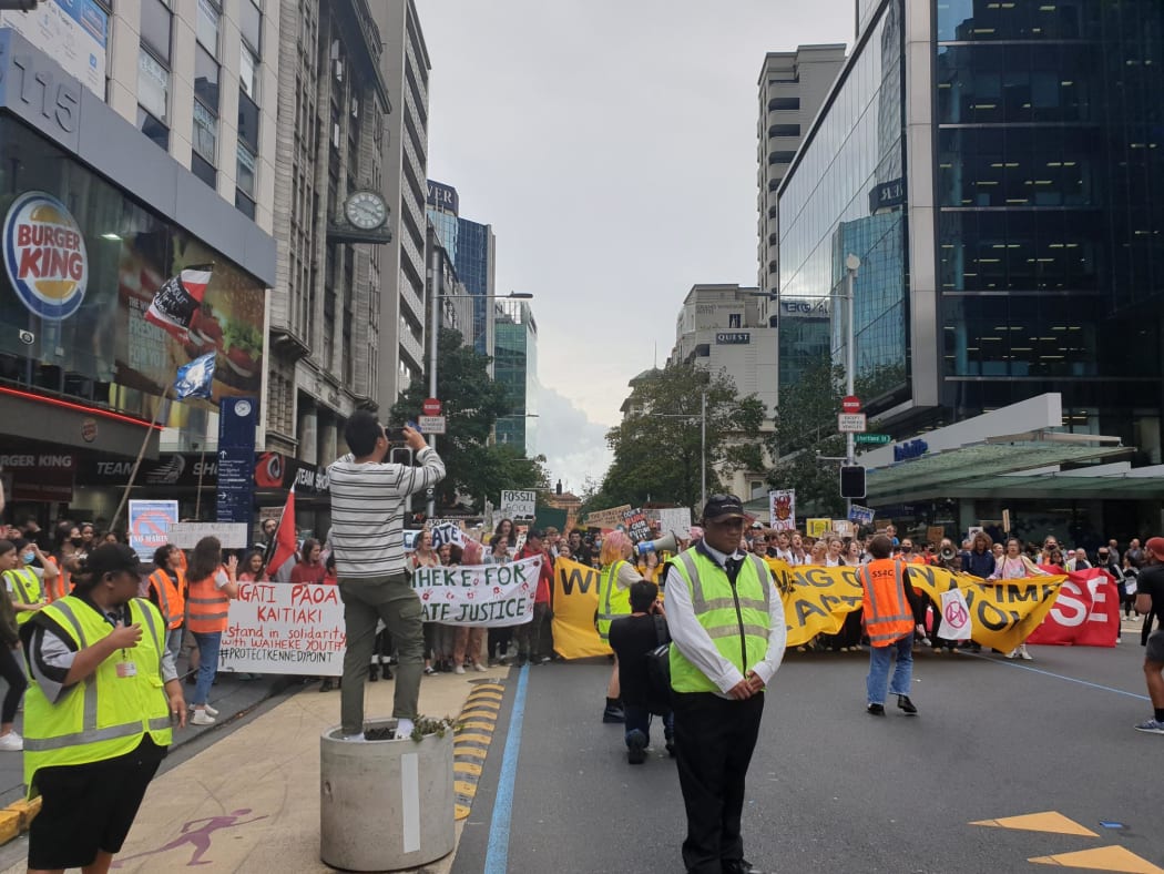 The Auckland march continues along Queen Street.