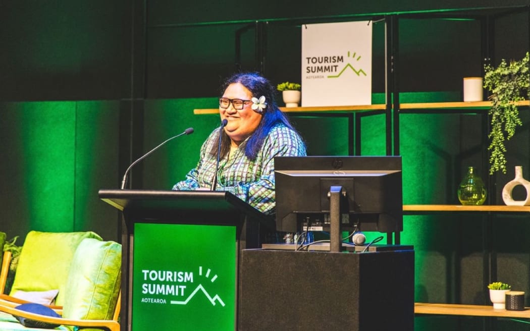 Eteroa Lafaele presenting for the Tourism Industry Aotearoa