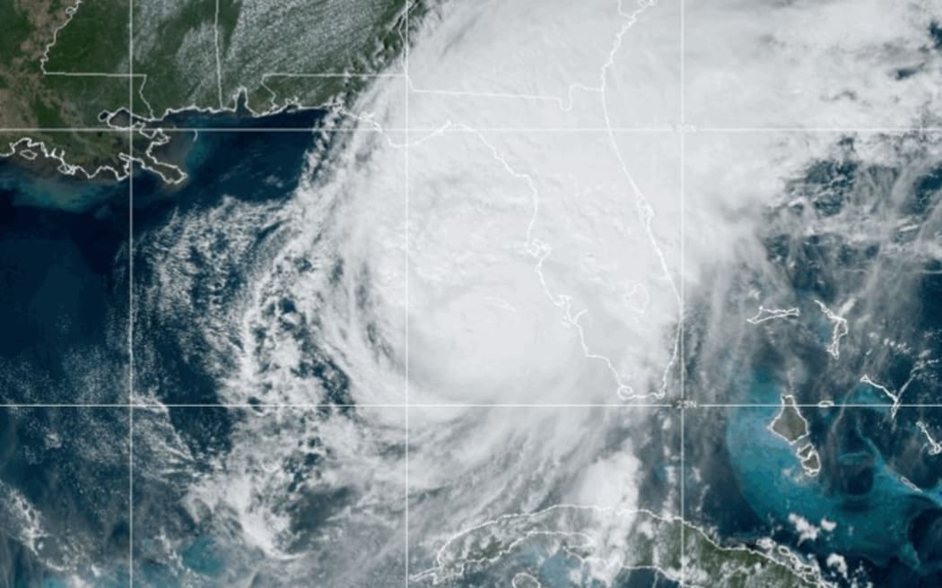 A satellite image of Hurricane Milton rapidly approaching the west Florida coast around 5.45pm local time (10.45am NZ Thursday).