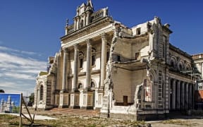 The damaged Catholic Basilica in Christchurch