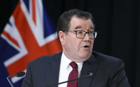Finance Minister Grant Robertson speaks to media during a Covid-19 update conference at Parliament on May 08, 2020.