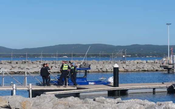 Australian police at the scene to investigate a fatal shark attack at Michaelmas Island, near Albany, on Western Australia's southern coast.