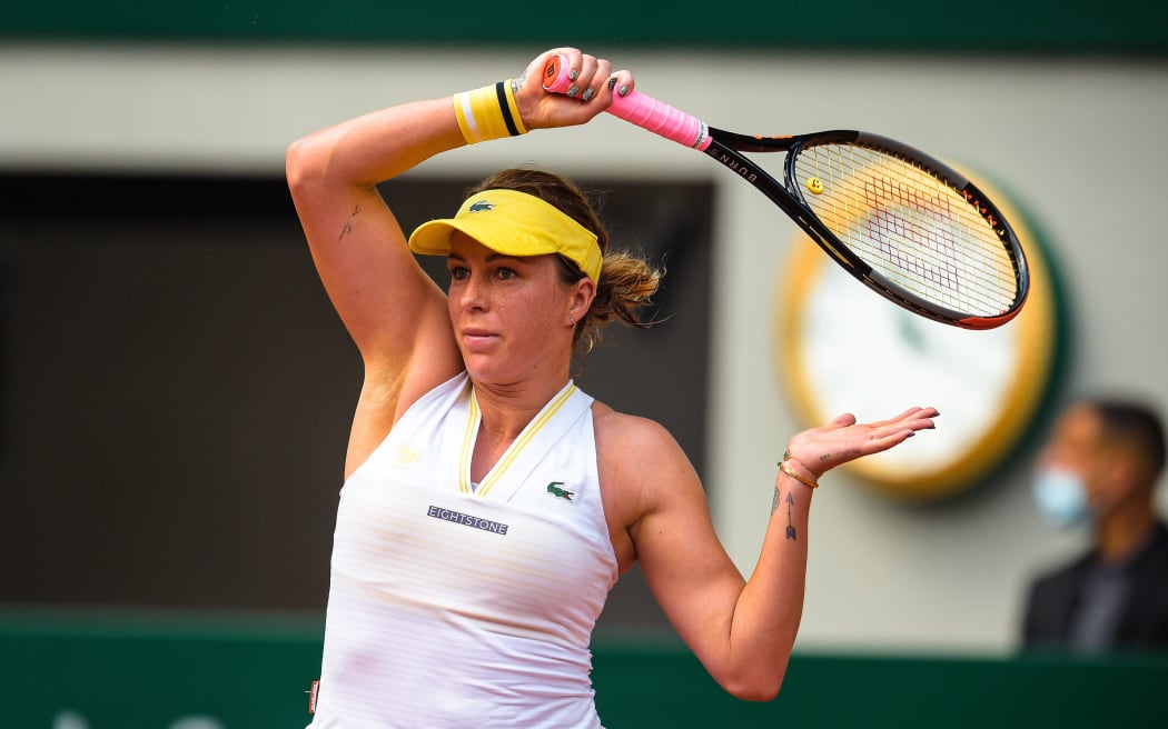 Anastasia Pavlyuchenkova (Russia) in action in the quarterfinals of the 2021 French Open in Paris.