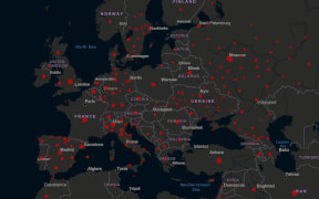 A snapshot of cumulative confirmed cases of Covid-19 across Europe, from John Hopkins University.