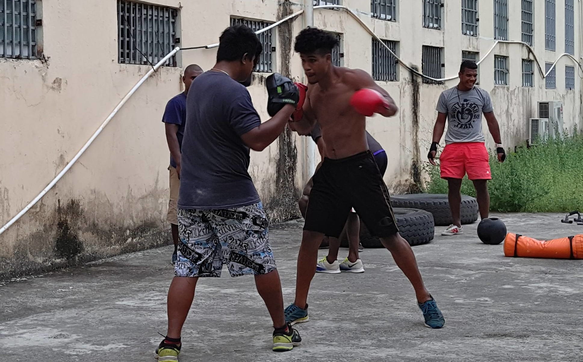Boxers from the Solomon Pride Boxing Club training in Honiara.