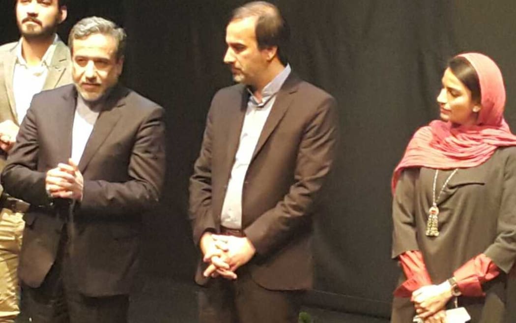 Abbas Araghchi (left) with Nazanin Sahamizadeh (right).