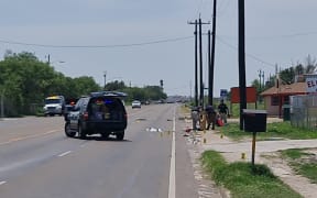 Police work at the scene after a driver crashed into several people in Brownsville, Texas, on 7 May, 2023.