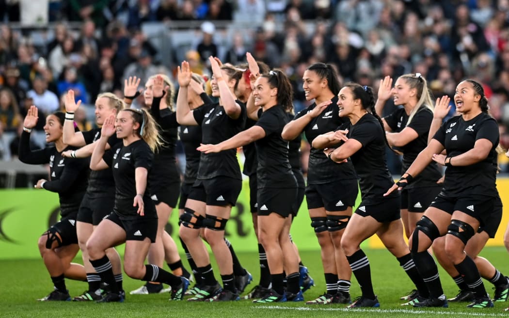 New Zealand Blacks Ferns perform the haka.