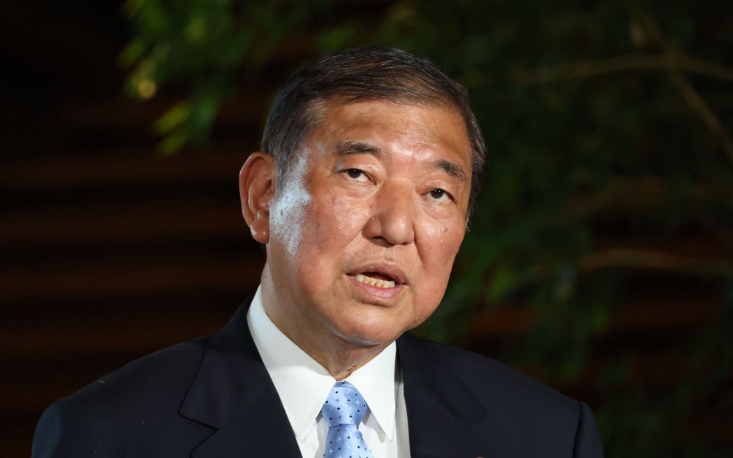 Japanese Prime Minister Shigeru Ishiba speaks to media after meeting with United States secretary of the treasury Scott Bessent at the prime inister’s office in Tokyo on July 18, 2025.      ( The Yomiuri Shimbun ) (Photo by Masamine Kawaguchi / The Yomiuri Shimbun via AFP)