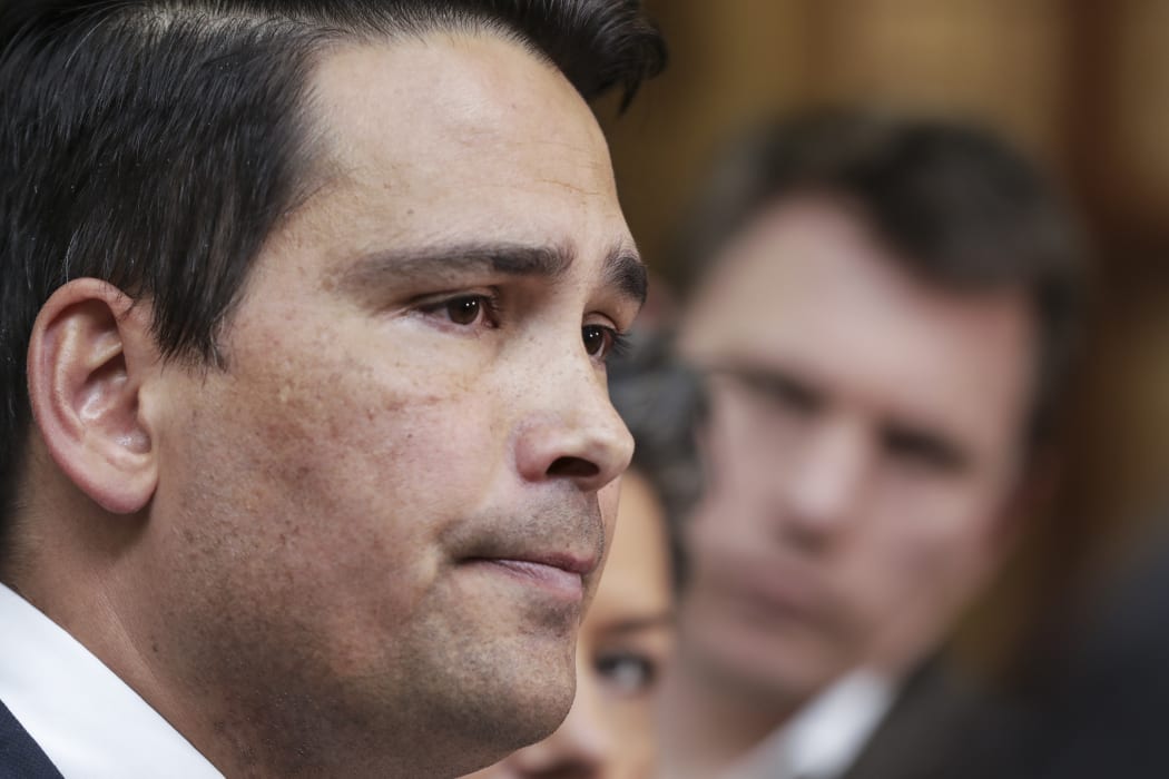 Simon Bridges talk to media after Jami-Lee Ross releases a phone call about a $100,000 donation to the National Party.