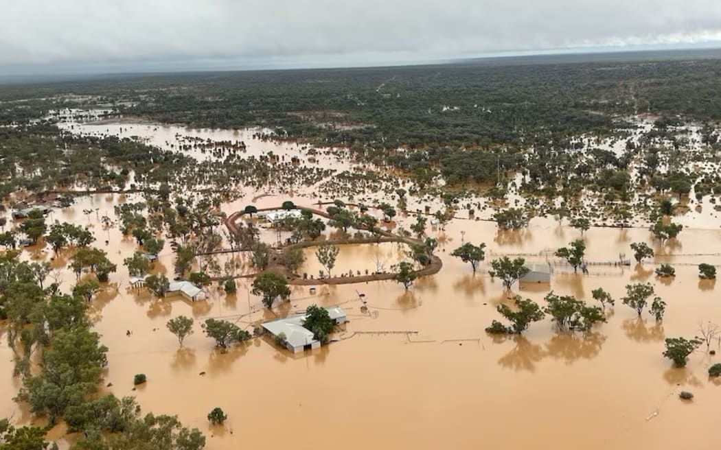 Simone Seidel and her husband fear not being able to return to their property south-west of Charleville for weeks.  (Supplied: Simone Seidel)