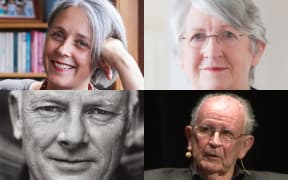 From top left clockwise, Kate Duignan, Fiona Kidman, Vincent O'Sullivan, and Lloyd Jones.