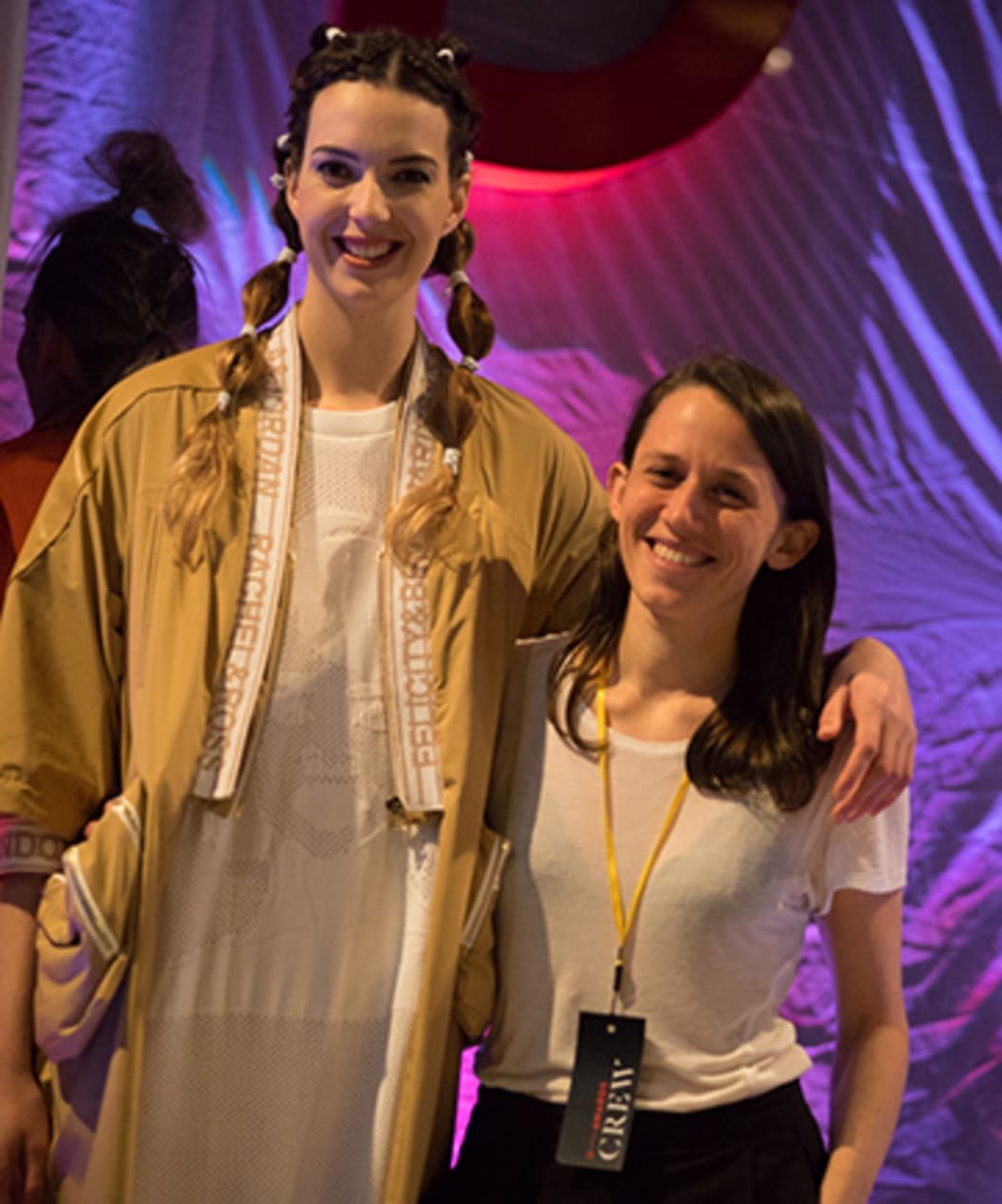 Designer Lila John with a model wearing one of her garments at the iD  Emerging Designer Awards.