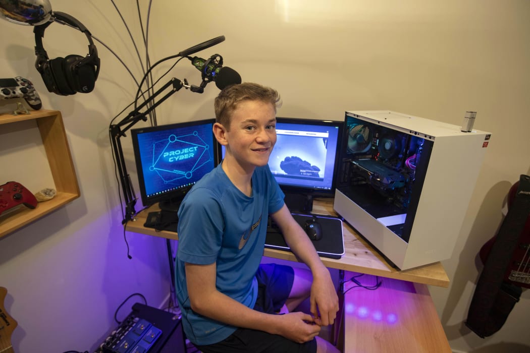Charlie Cuff with his home-built computer.