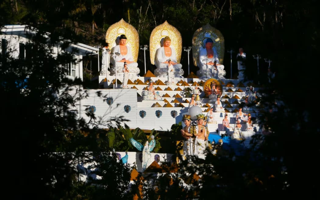 The tallest statues at 4.5m sit at the top of the terraces, at the Little Munro Bay property in Whangārei.