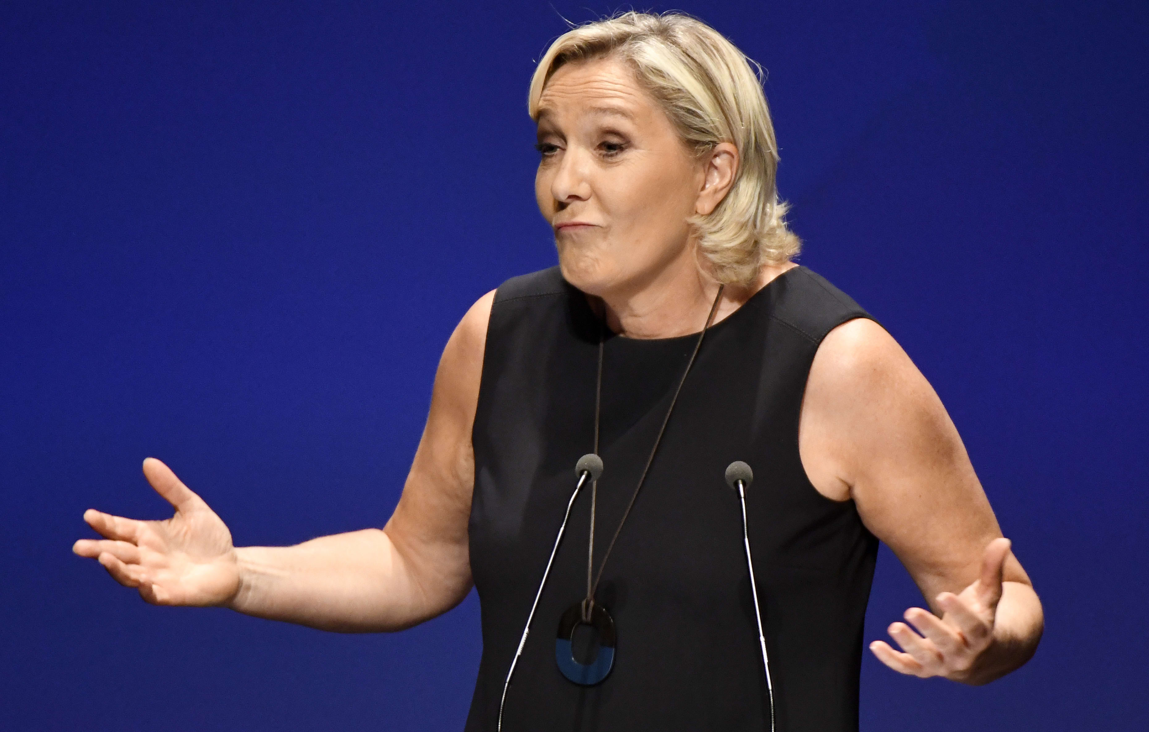 Leader of France's far-right political party Marine Le Pen.