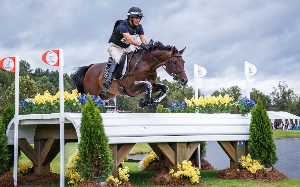 Sir Mark Todd rides McLaren during the cross country phase of the eventing competition at the World Equestrian Games.